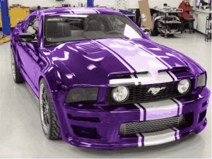 gloss purple wrapped car