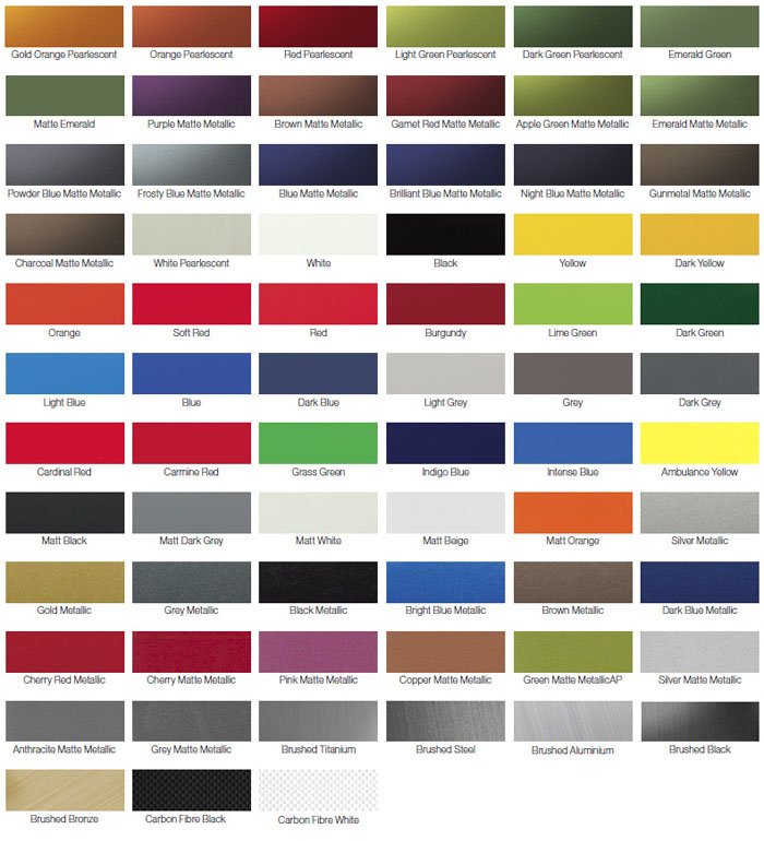 Avery Wrap Color Chart